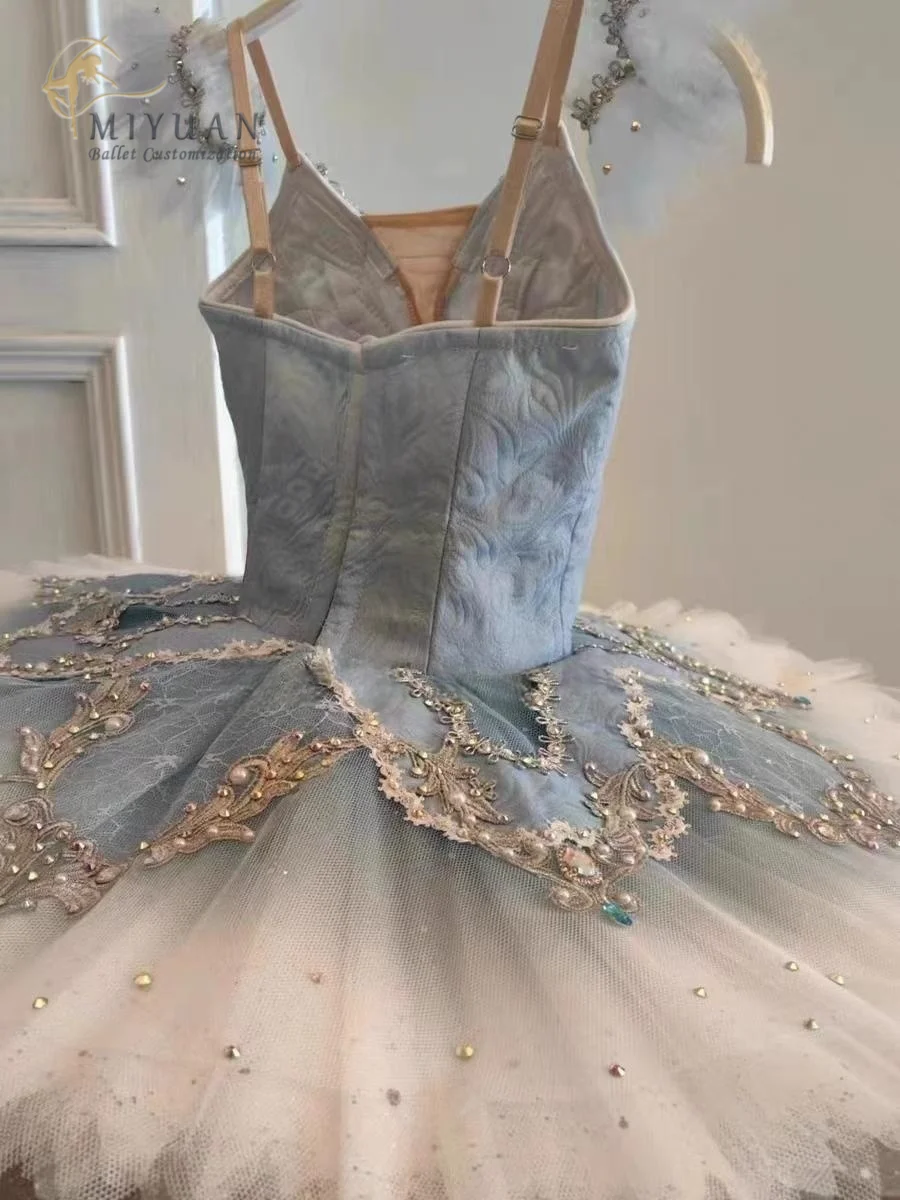 Vestido de alta gama personalizado de competición Bluebird, tutú profesional para adultos y niños, vestido de ballet azul cielo, vestido de disco de espectáculo para niñas, 2023