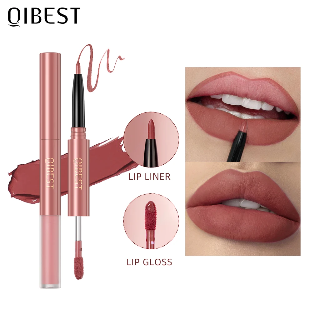 QIBEST Makeup 2 w 1 błyszczyk do ust i kredka do ust kredka do ust kosmetyki trwałe glazury matowy krem do ust błyszczyk do ust długopisy