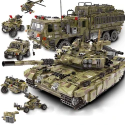 Camion pesante militare della seconda guerra mondiale MOC Building Blocks UK Challenger II Carro armato da battaglia principale Corpo motociclistico Giocattoli in mattoni per bambini