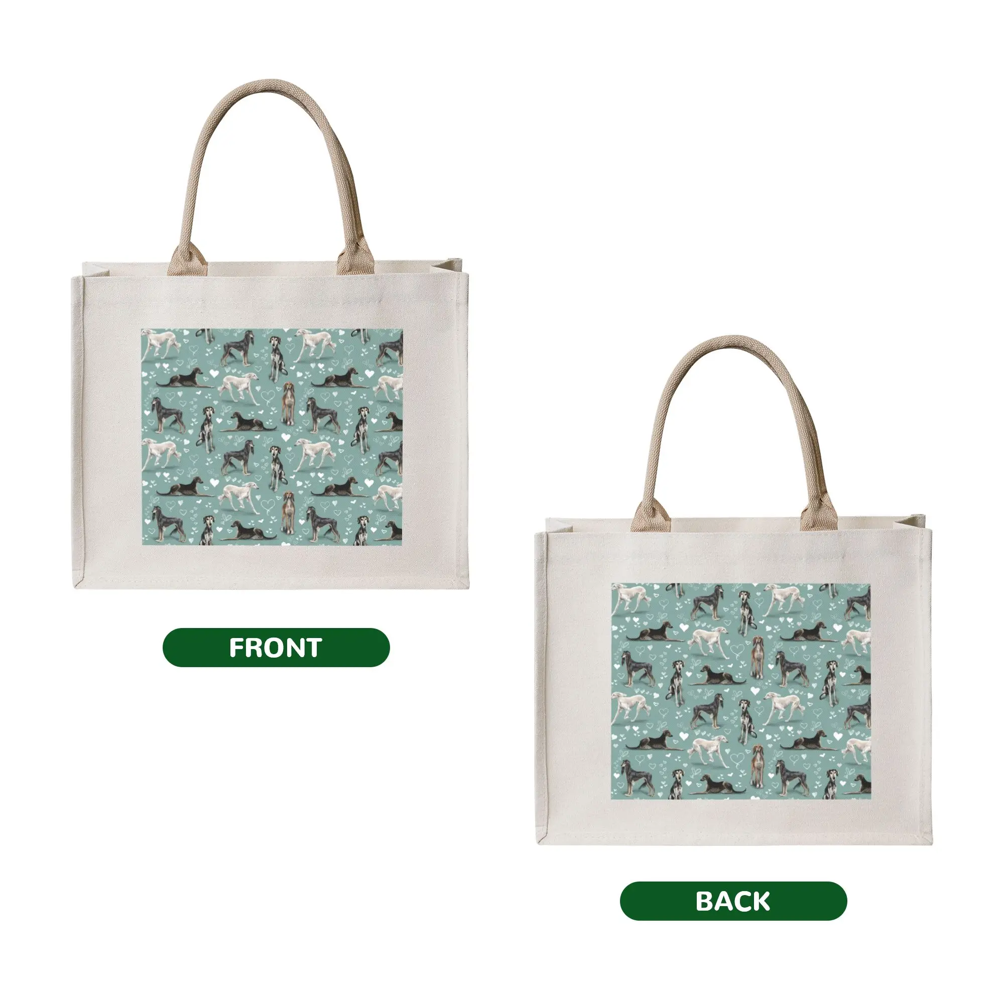 Greyhound Sighthound Dog  Grocery Shopping Tote Bag Women Funny The Saluki Green  Shopper Shoulder Bag Big Capacity Handbags