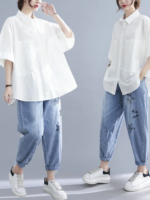 

plus Size Women's Summer ort Sve irt Faionable Sli Versatile Agel Meat Concealing Slimming Top Ne