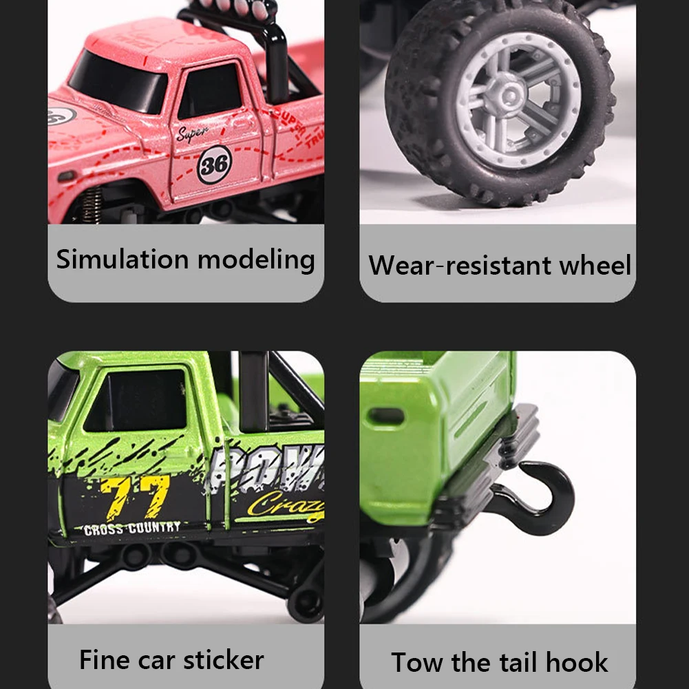 Mini-Offroad-Kletterauto mit Lichtern und Anhänger, All-Terrain-Offroad-LKW, Spielzeug, Maßstab 1:64, 2,4 GHz, Fernbedienung für Kindergeschenke