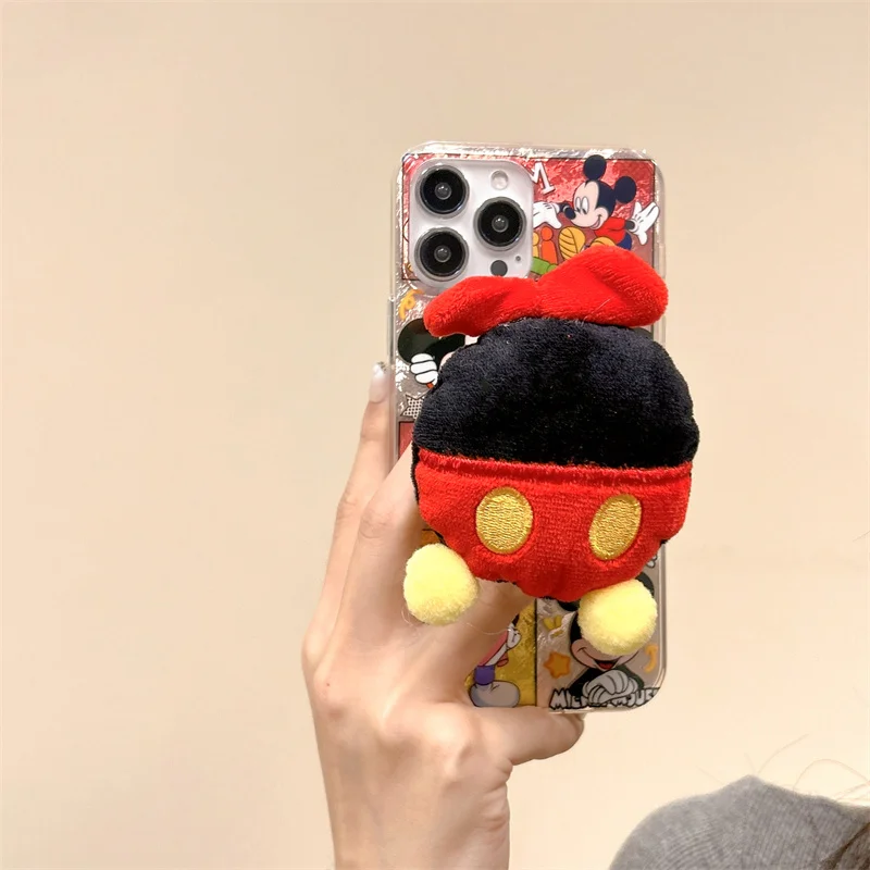 Urocze etui z bezprzewodowym ładowaniem Mickey Minnie Magsafe do iPhone'a 13 14 15 16 Pro Max Urocza pluszowa podstawka magnetyczna z Myszką Miki