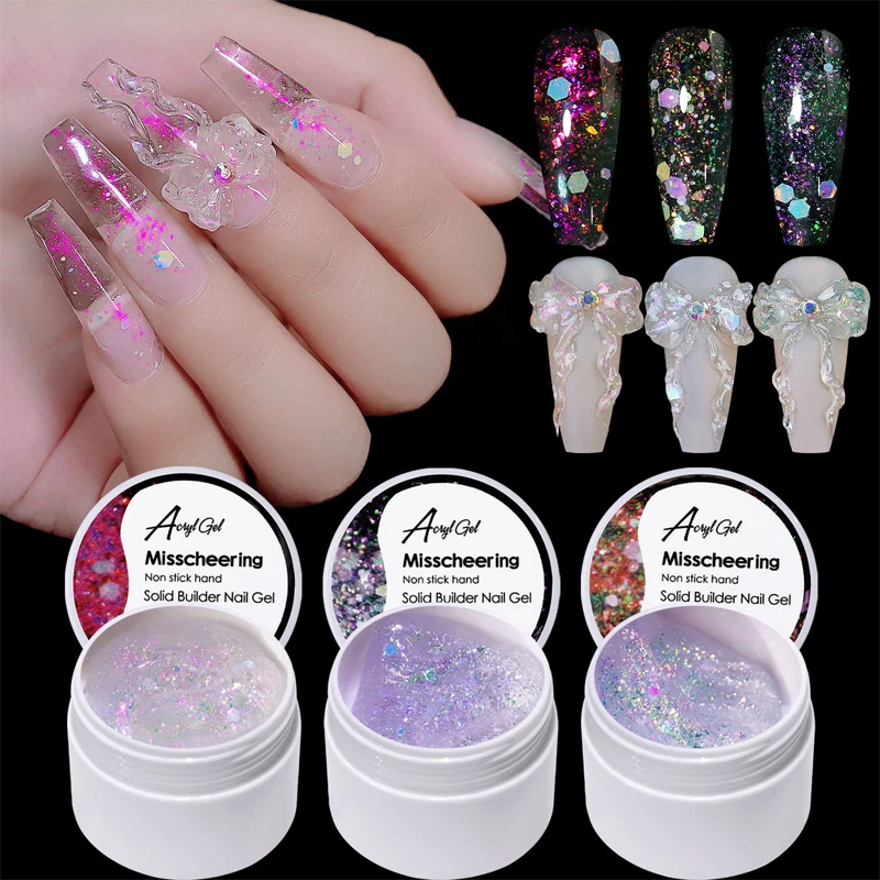 

Sequin Nail Extension 15ml Gel Luminous Nail Shaping Gel Nail Carving Solid Glow In The Dark Manicure Non-stick Hand