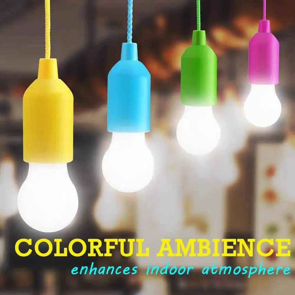 

LED Pull Cord Light Bulb Battery Operated Portable Hanging Pull Cord Lamp Lantern for Camping Garden Party Emergency Home