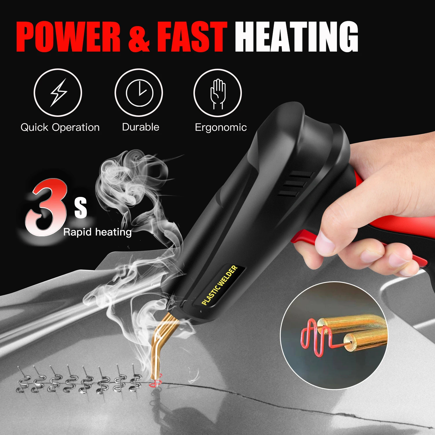 Upgraded Plastic Welding Gun Kit 200W Quick Heating Car Crack Repair Tools Kit Bumper Soldering Iron staples Welding Tool