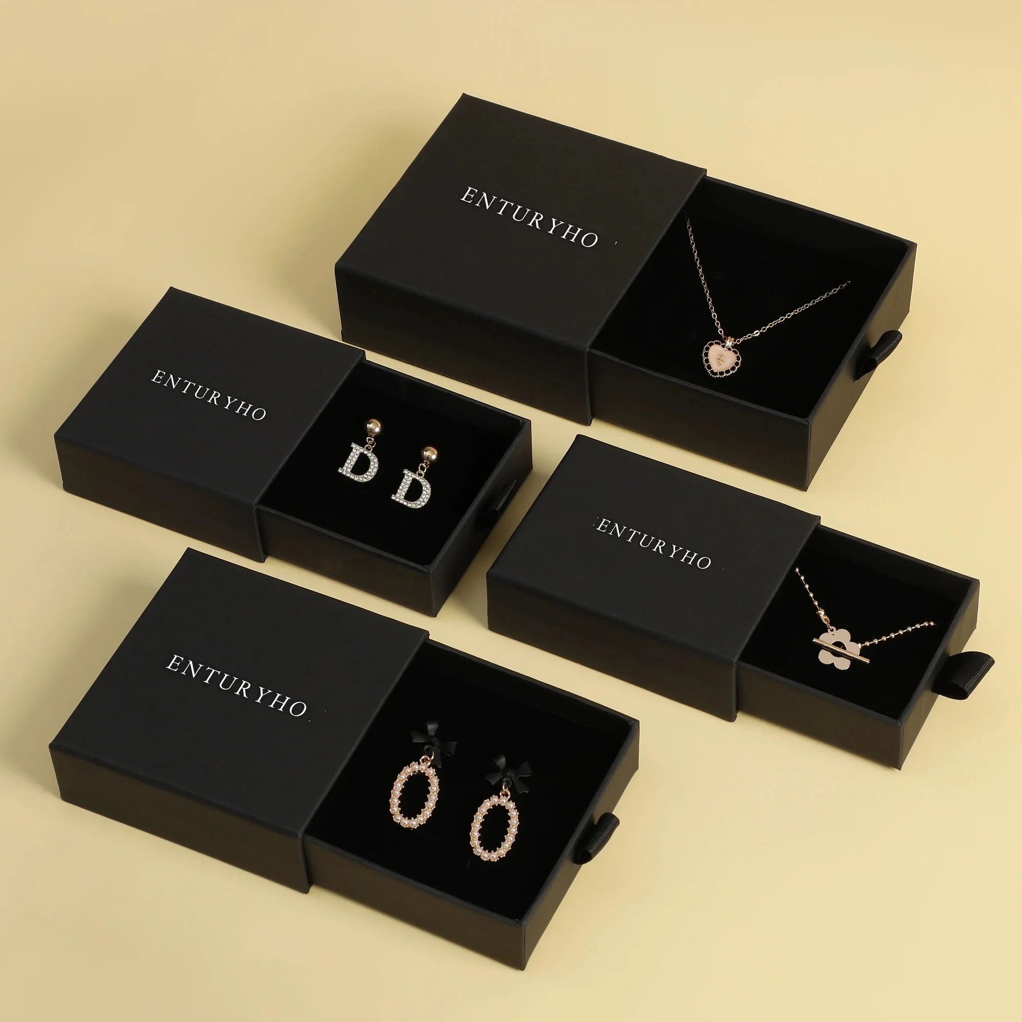 50-500pcs Custom Logo High-end Jewelry Packaging Box Drawer Box Bracelet Pendant Ring Box Small Jewelry Box With Logo Wholesale