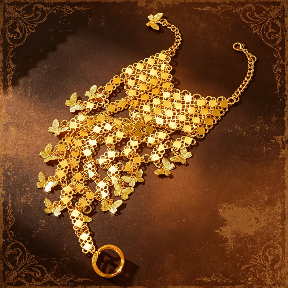 Simple Design Butterfly Pendant Bracelet As A Performance Accessory For Ethnic Dance.