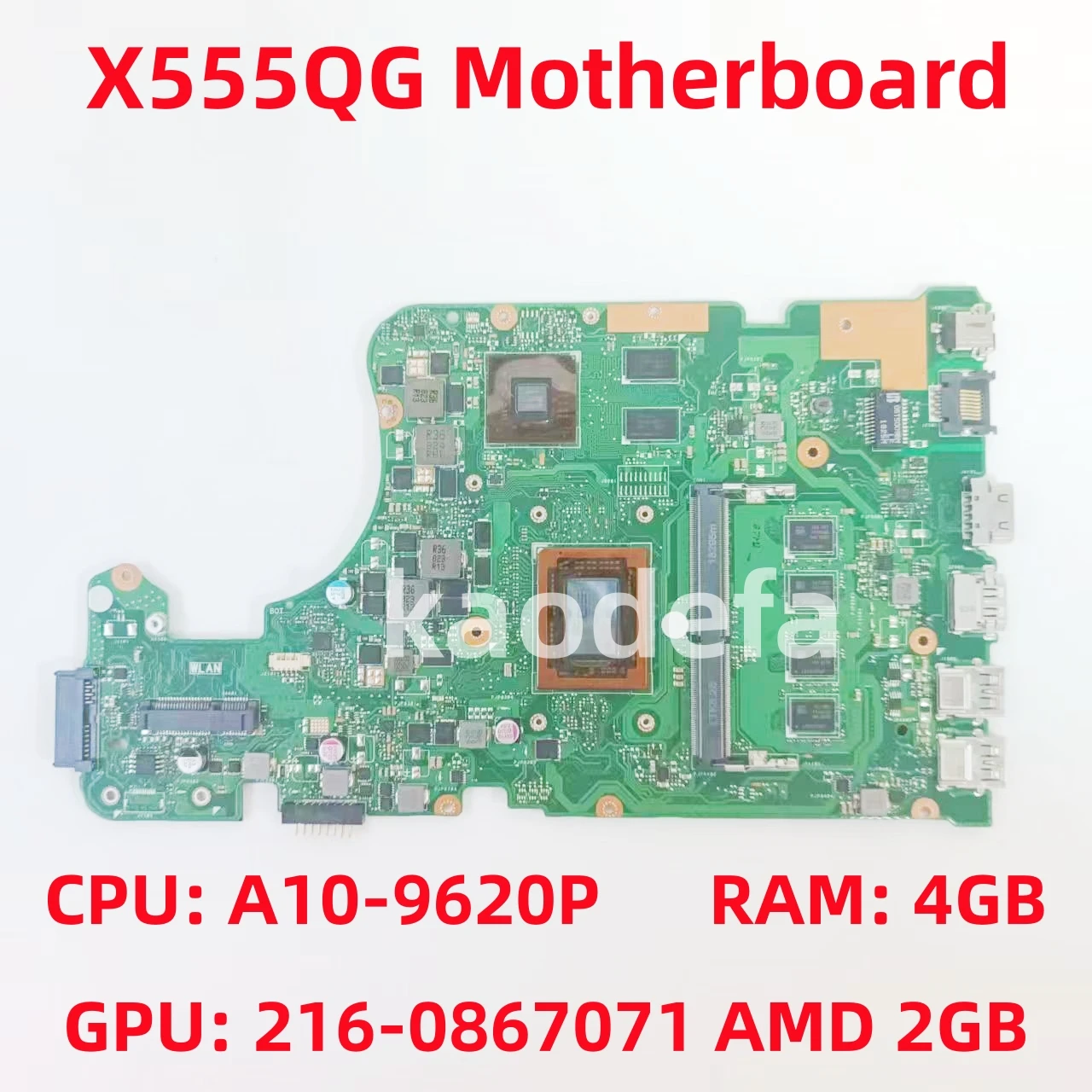 

X555QG для ASUS X555QG X555QA X555DA X555BA X555BP материнская плата для ноутбука ЦП: A10-9620P ОЗУ: 4 Гб GPU:216-0867071 AMD 2 Гб тест ОК