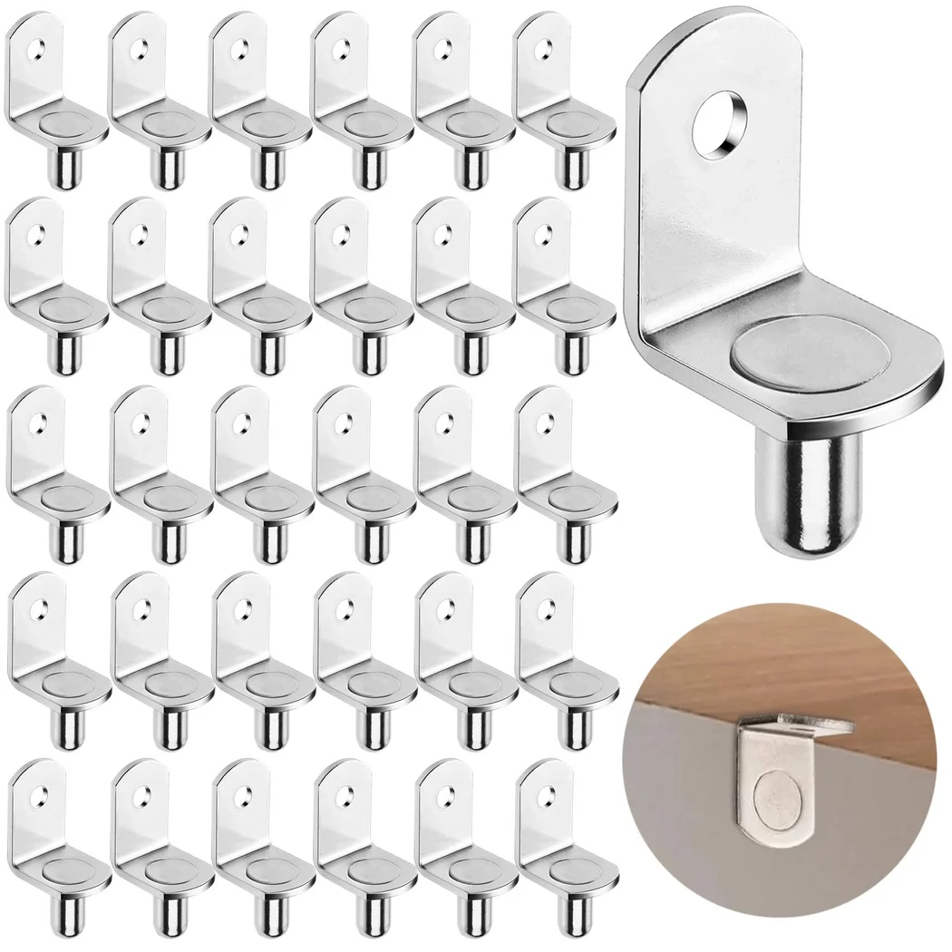 200Pcs Shelf Support Pegs Cold-Rolled Steel Shelf Bracket Pegs 6 mm L-Shaped Pins Cabinet Clip Shelf Pins For Cabinets Furniture