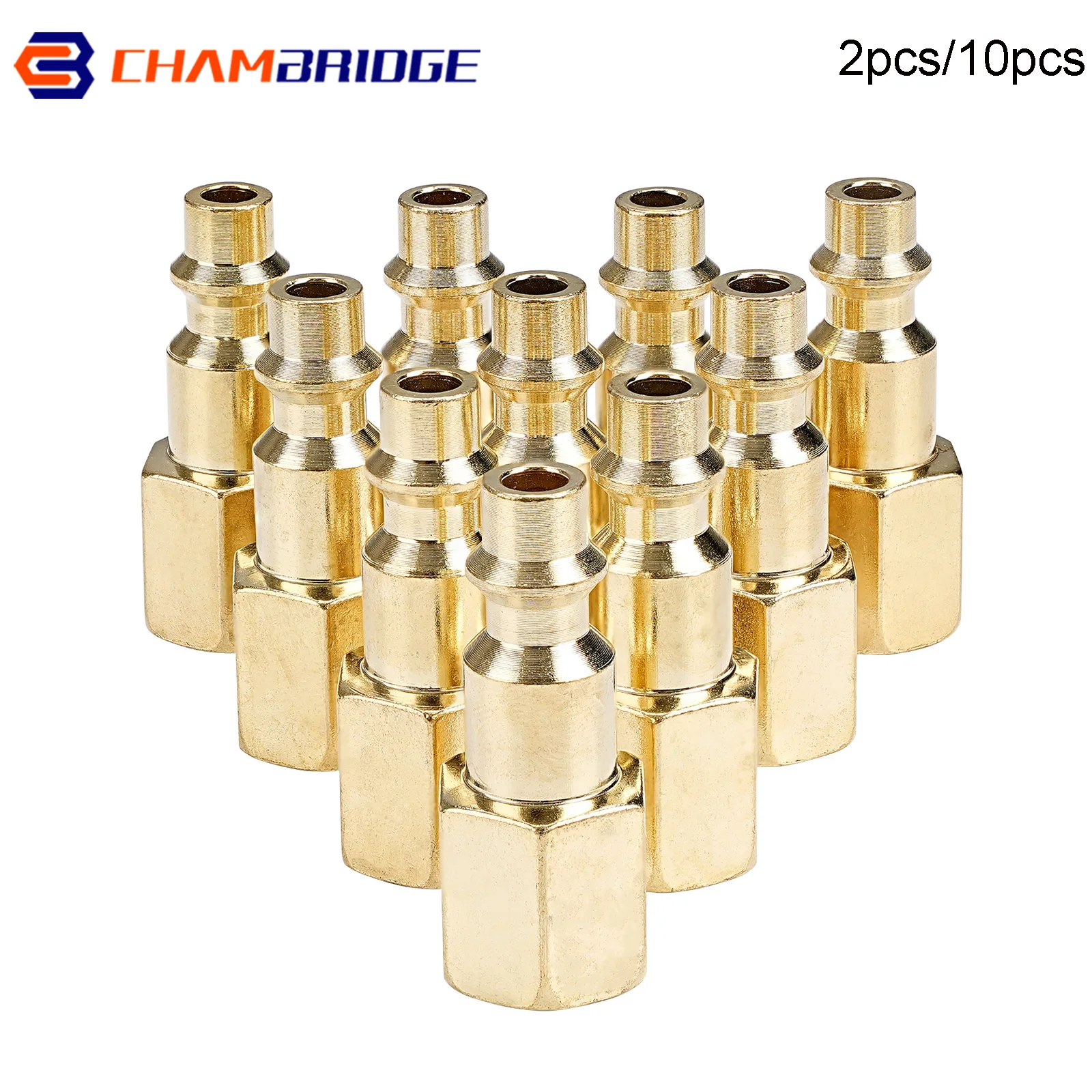 

2Pcs/5Pcs Solid Brass Quick Coupler Tool 1/4" NPT Air Line Hose Fitting Coupling Adapter Compressor Connector
