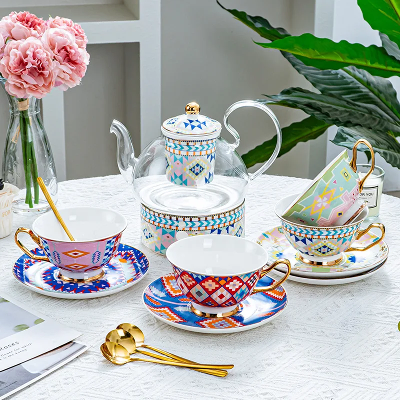 PYH flower teapot set teapot heat-resistant glass boiled fruit teapot flower tea set afternoon tea set