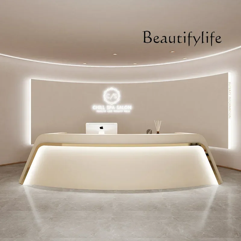 1A متجر حديث مكاتب الاستقبال صالون تجميل أرفف فريدة من نوعها مكاتب فاخرة فندق صناعي عرض أثاث Mostrador De Tienda