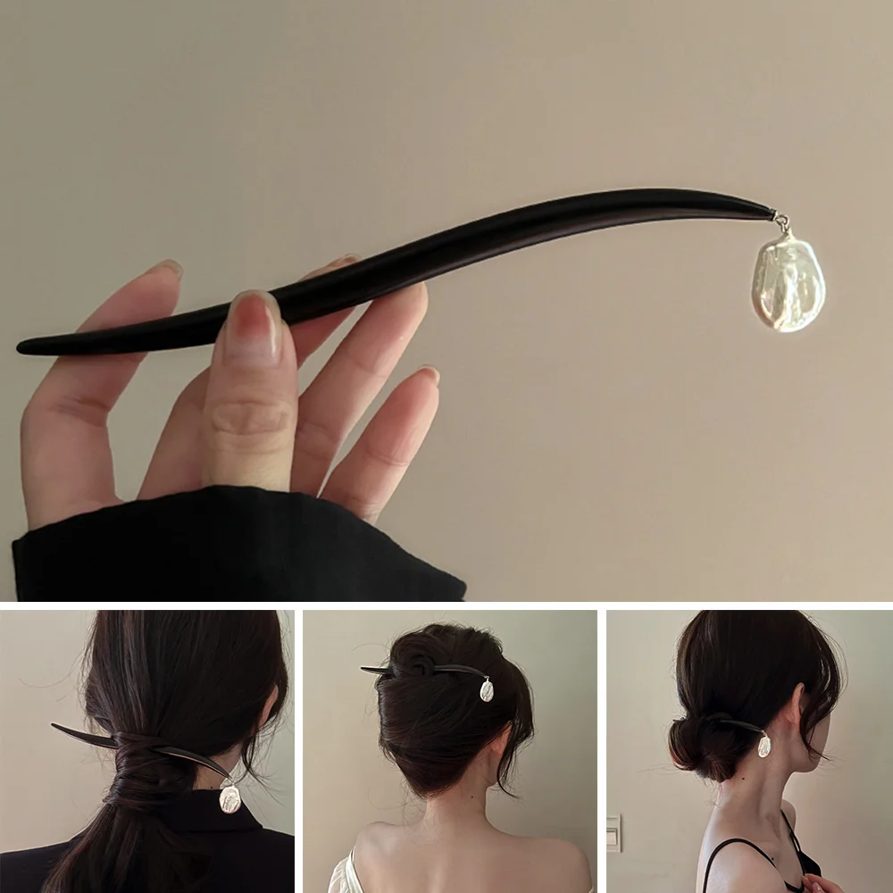 

Vintage Chinese Style Hair Clip for Women Simple Tassel Wooden Plate Hair Clip for Girls Jewelry Exquisite Accessories Gifts