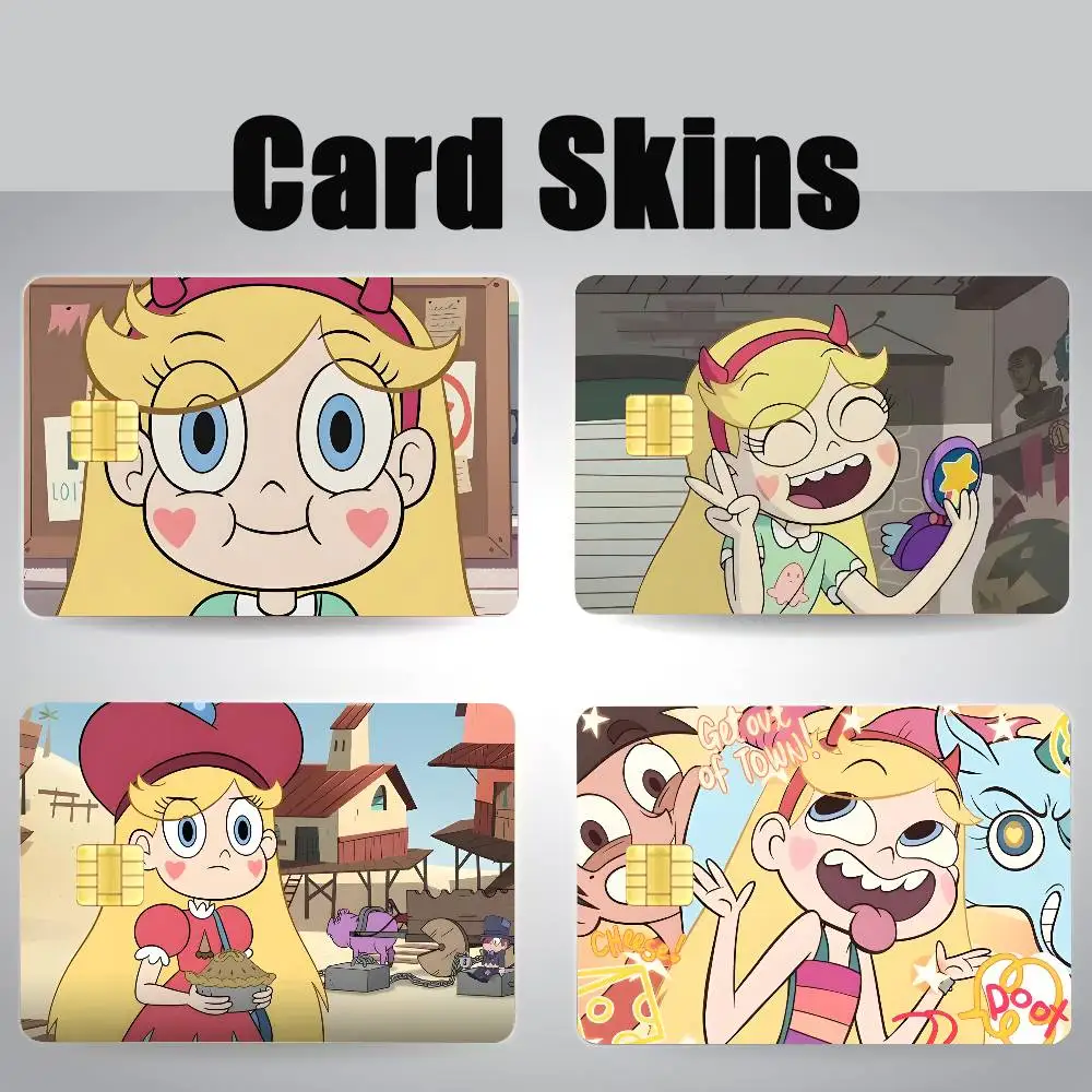 Cartoon S-Star B-Butterfly Princess Credit Card Skin Stickers Matte Anti Scratch Suitable For VISA Card Bus And Subway Contac