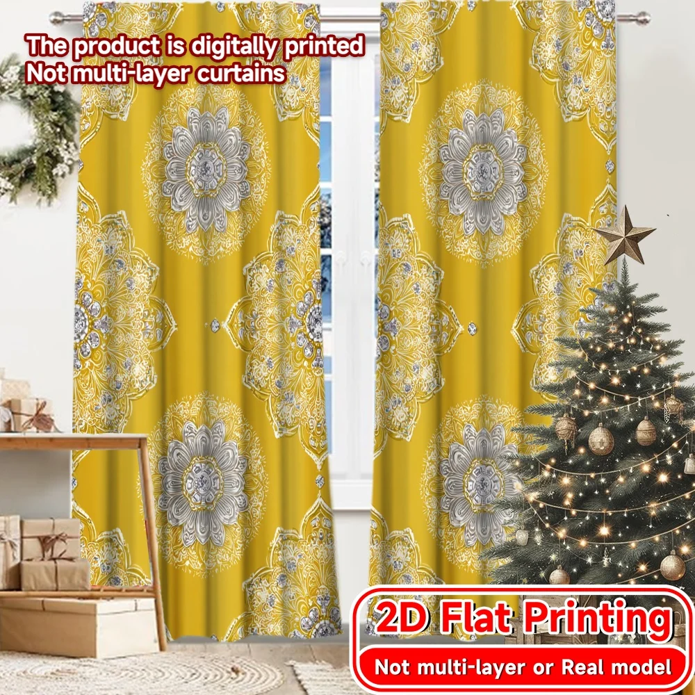 2D Flat Printing,2pcs Festive Crescent Creative Popular Curtains Prints Light Filtering Curtains Home Decor Suitable for