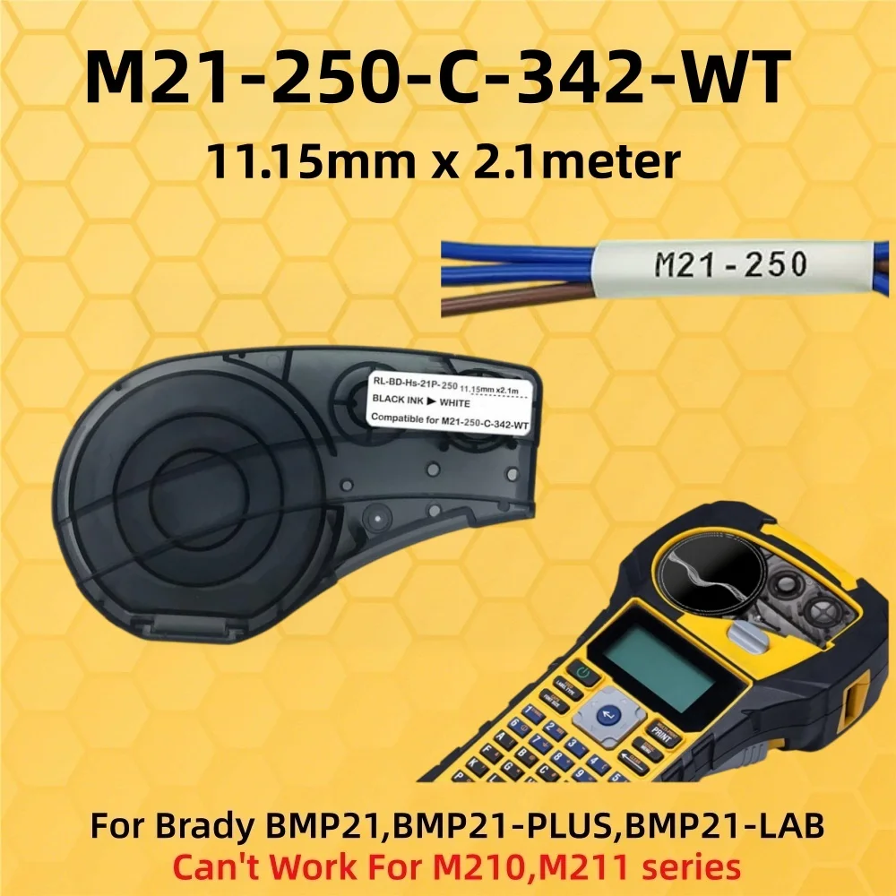 1/5/10PK Polypropylene Ribbon Cartridge M21-250-C-342 Use For Brady BMP21,BMP21-PLUS,IDPAL,LABPAL,Heat shrink tubing print