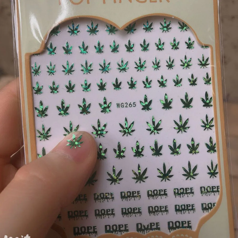 女の子女性用ネイルチップミックスアクリルサロンウィードリーフデザインセルフ接着ネイルステッカーマニキュアデコレーション