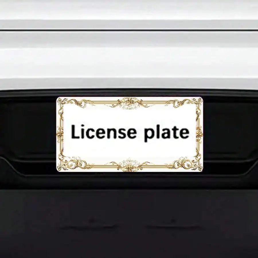 1 Luxury Gold License Plate Frame With Gorgeous Baroque Style Decoration - Heavy Metal Structure, Suitable American And