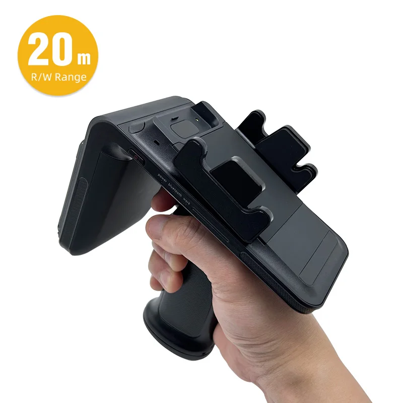 

Long Range 20m UHF RFID Handheld Sled Reader Android IOS Barcode Scanner for Warehouse Logistics 2D CPU Processor Stock Product
