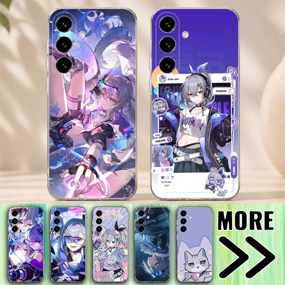 HSR Silver Wolf Game Phone Case for Samsung Galaxy A12 13 A72 71 52 51 Note A32 31 30 22 21 20 S Transparent Bumper