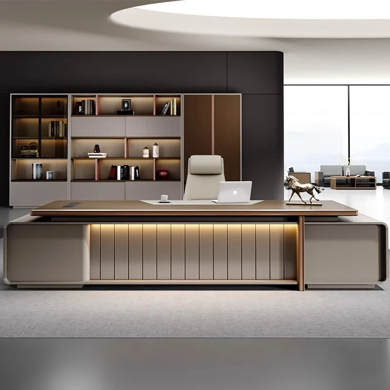 

Modern Luxury Office Furniture Manager Ceo Boss Executive Dual Cabinet Large Executive Office Desk with Drawer
