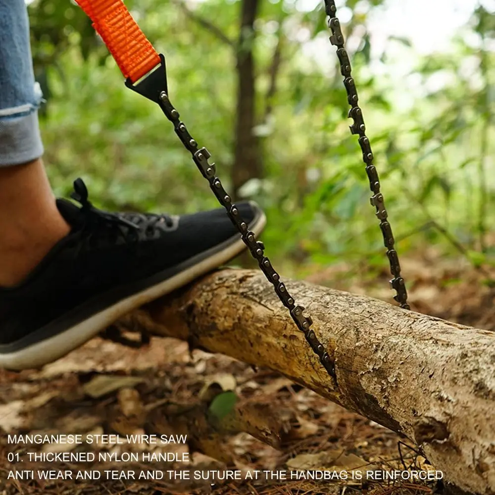 2Pcs/Set 11 Teeth Pocket Chainsaw Heavy Duty Steel High-Performance Hand Chain Saw Anti-Slip Handles Cable Saw Hiking Adventures