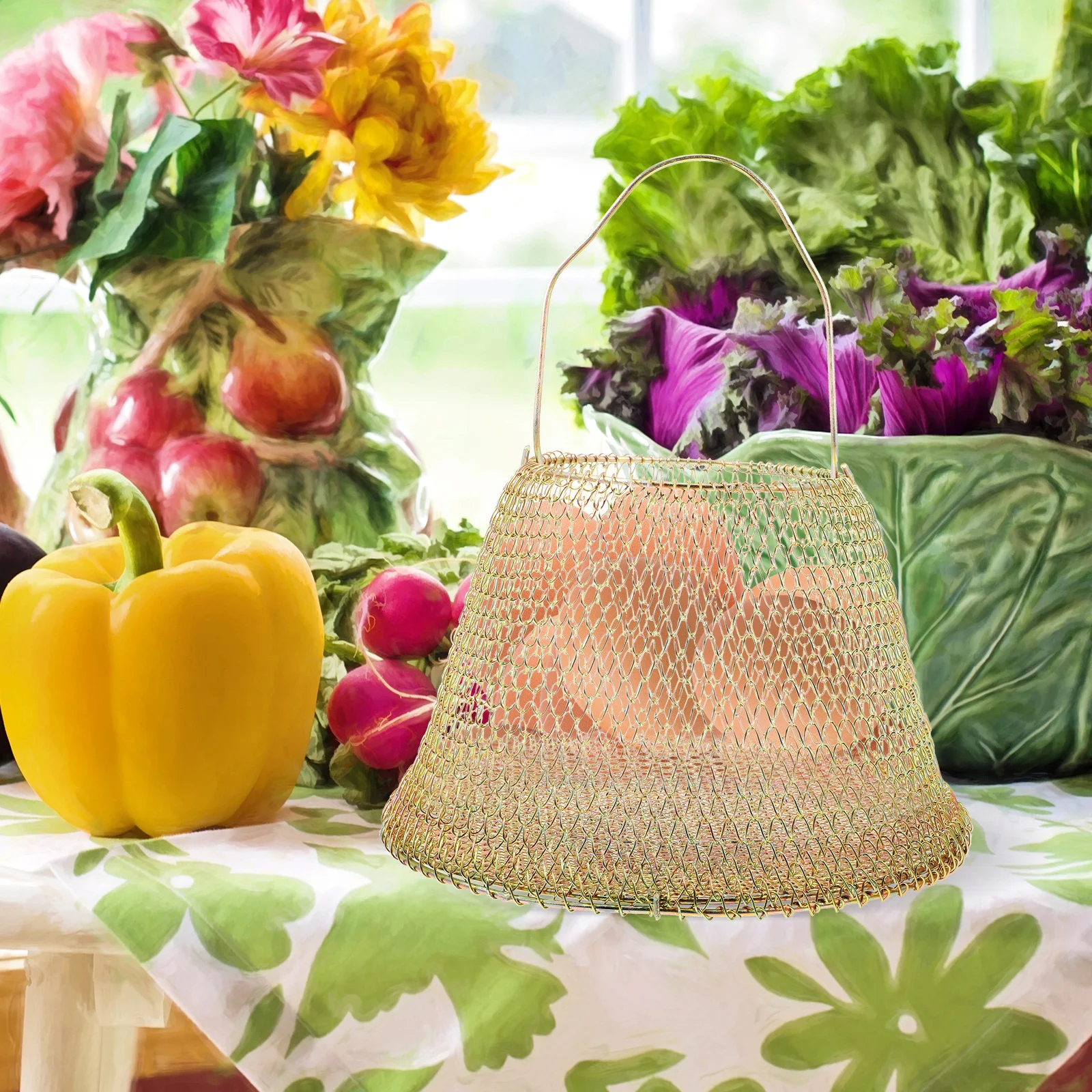 

Portable Egg Basket Foldable Iron Storage Containers Lightweight Reusable Practical Vegetable Fruit Snack ganizer
