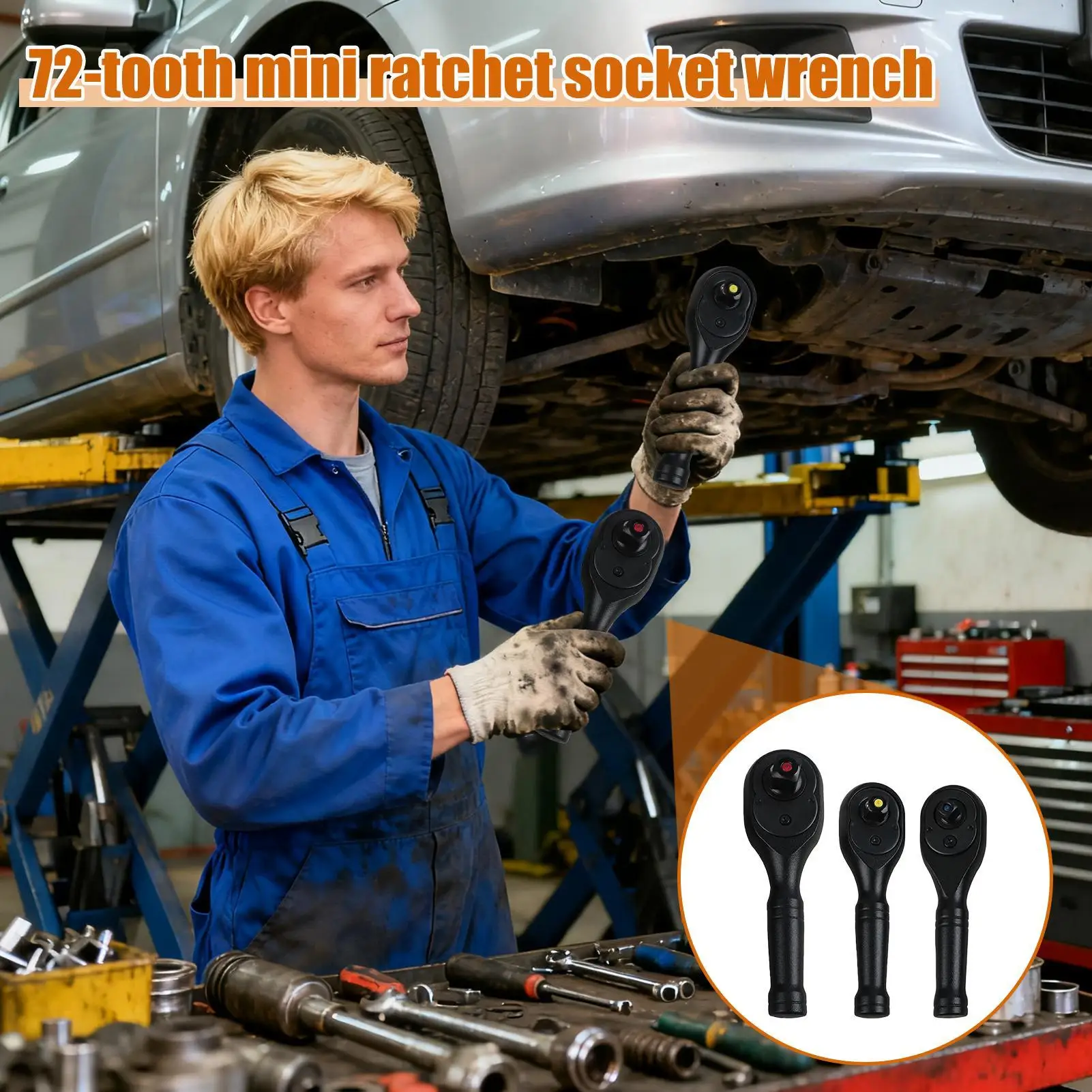 

Mini Ratchet Wrench Reversible 72-Tooth Quick Release Mechanic Tool Ratchet Wrench For Household Plumbing Repairs Mechanical