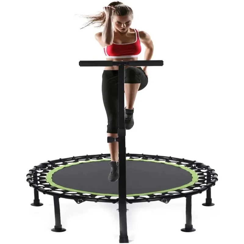 Indoor elastic round trampoline with handle fitness gym equipment mini trampoline fitness jumping