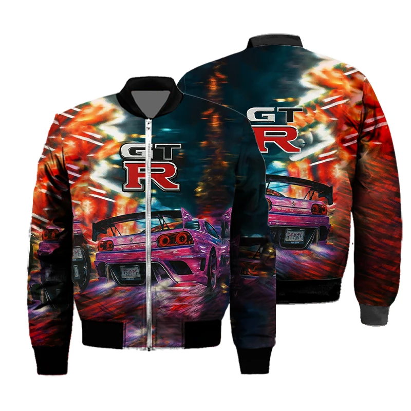 2025 New Nissan jacket, Nissan 3D printed racing design, autumn and winter fashionable casual jacket, high-quality fabric