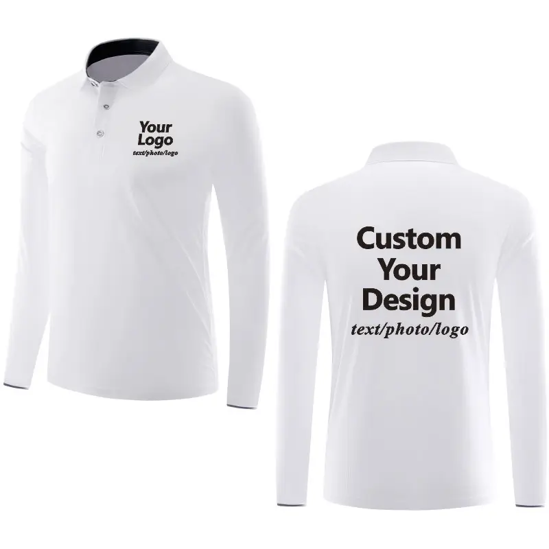 Custom Long Sleeve Sports Polo Shirt Quick-Drying Breathable Summer Top with Custom Logo Print