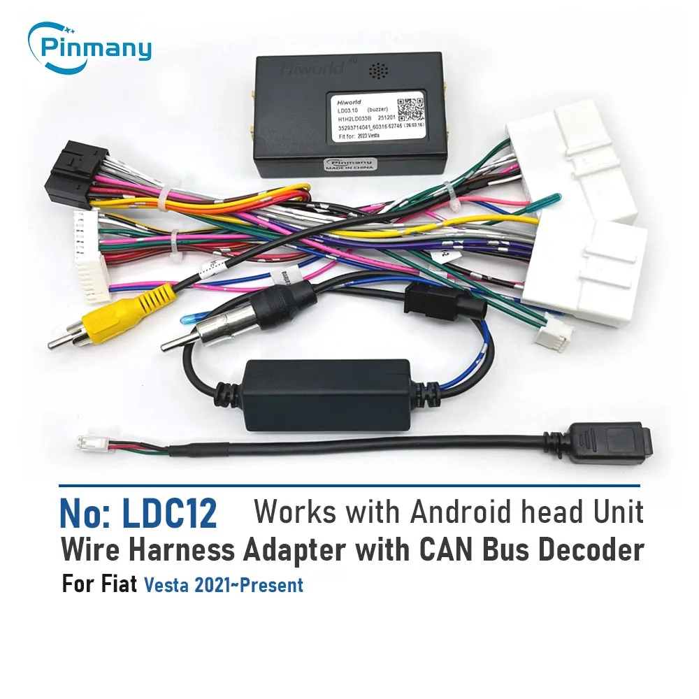 LDC12 Car Radio Cable Wiring Harness Adapter with CAN Bus Decoder for 2023 LADA Vesta Android Head Unit
