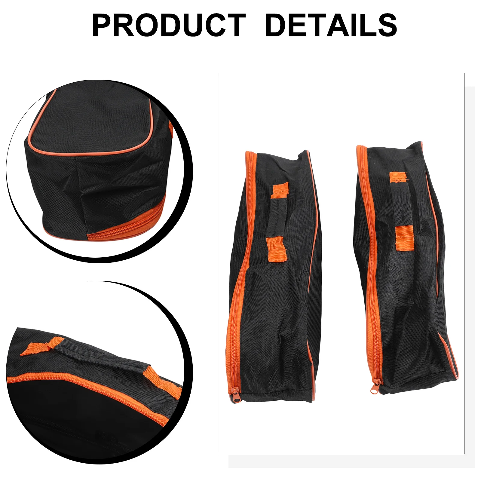 2PCS Black Vacuum Cleaner Accessory Storage Pouch with Chain Closure Polyester PVC 42 x 14.5 x 11 cm 2PCS Black
