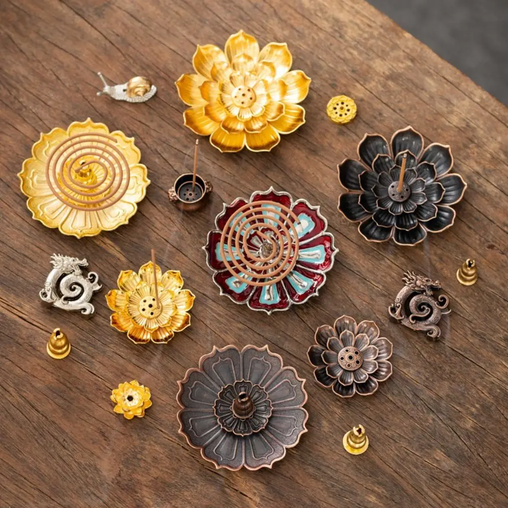 لوتس تصميم مبخرة 6 ثقوب انفصال الرماد الماسك البخور عصا حامل خمر 2/3 طبقة البخور حرق صينية #5