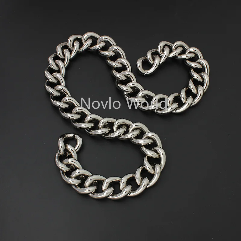 1-5meters By meter 2 colors Gold silver 6mm thick 27X22mm Large Size Alumium Metal Roll Chain For Women Bag Chain