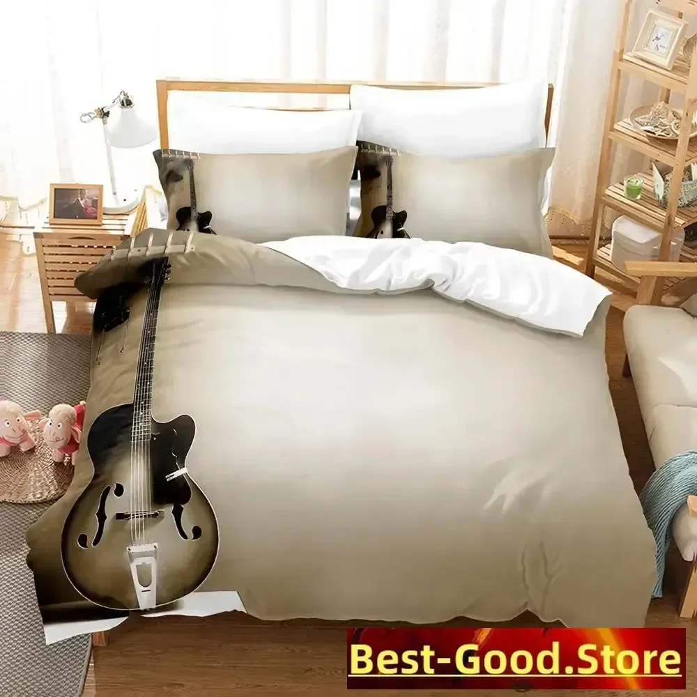 Music Guitar Bedding Set Single Twin Full Queen King Size Bed Set Adult Kid Bedroom Duvetcover Sets Anime parure de lit Bed