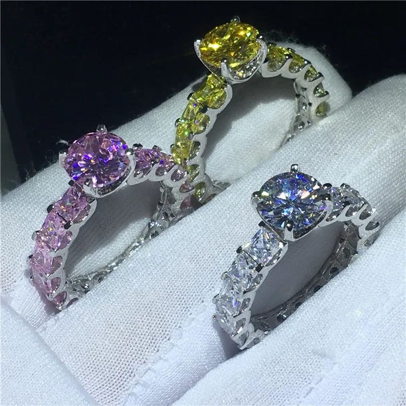 Vintage Court ring 925 sterling silver 7mm AAAA Zircon cz Statement Wedding Band Rings for women Bridal Finger Party Jewelry