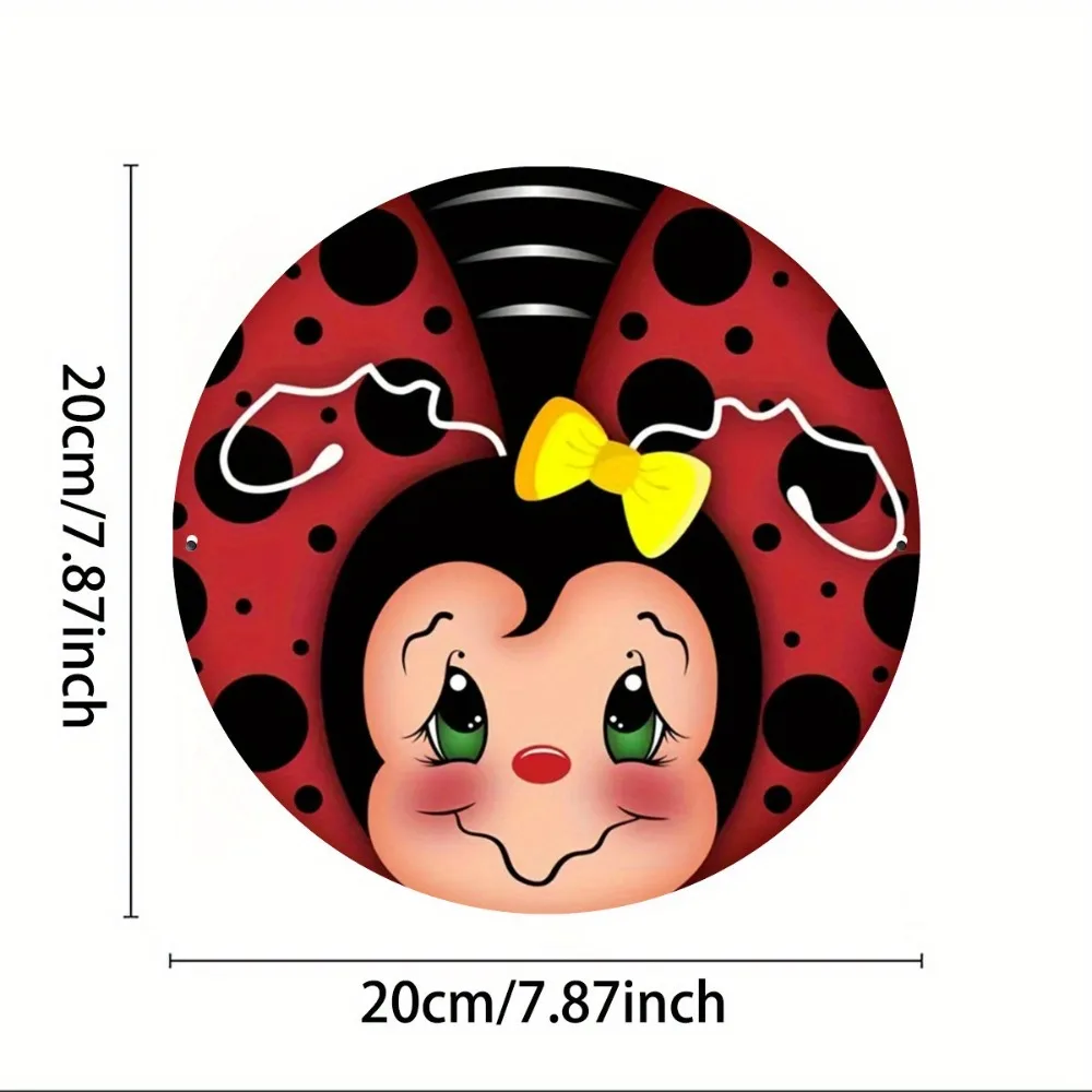 لوحة فنية جدارية معدنية ساحرة على شكل خنفساء - لافتة حديدية مستديرة للمنزل والبار والمقهى والنادي وغرفة المعيشة وغرفة النوم وديكور المطبخ