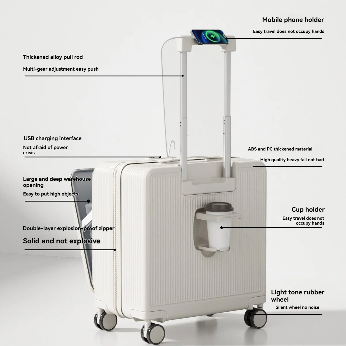 Uma pequena mala multifuncional com abertura frontal com compartimento profundo tanto para homens quanto as mulheres, uma bolsa de viagem de 18 polegadas para embarque