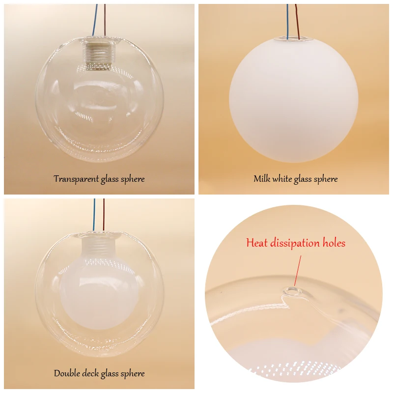 Clear Ball Glass for Pendant Lamp Ball in Ball Smoky Gass Ball for Hanging Light Amber Glass Ball for Chandeliers