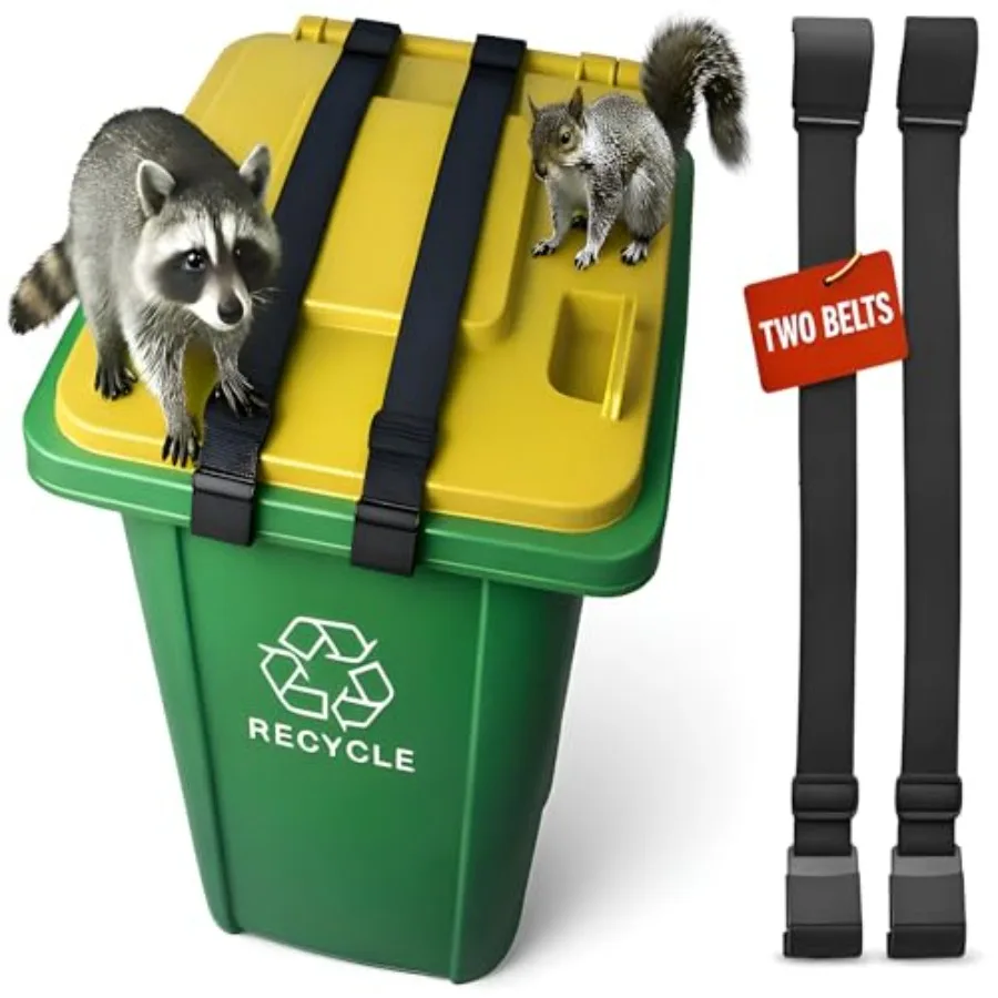 

Premium 2X Outdoor Trash Can Locks for Animals Universelle Garbage Straps Lid Wheelie Bin Locks Enclosure Clips Out Raccoon Hid