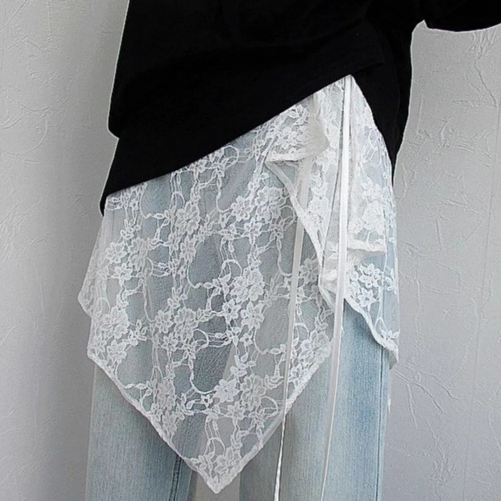 Kurzes Kopftuch mit Spitzenbesatz, Strick-Spitzenbesatz, halber Rock für Frauen, Geschenk für Mädchen