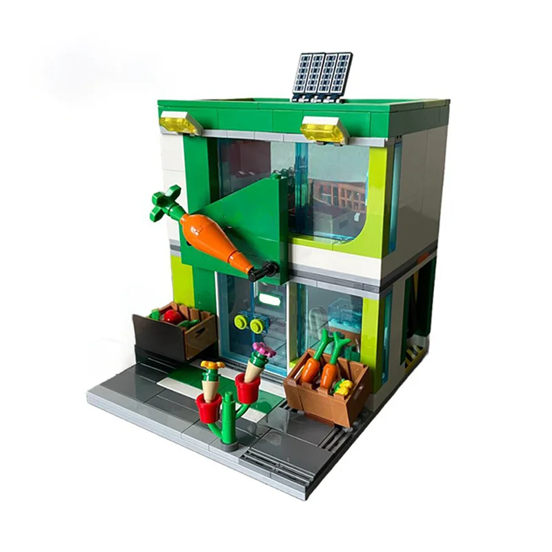 287pcs MOC Grocery Store 2 Storey Alternate Build City Model Building Blocks Christmas Gifts DIY 3D Assemble Education Birthday