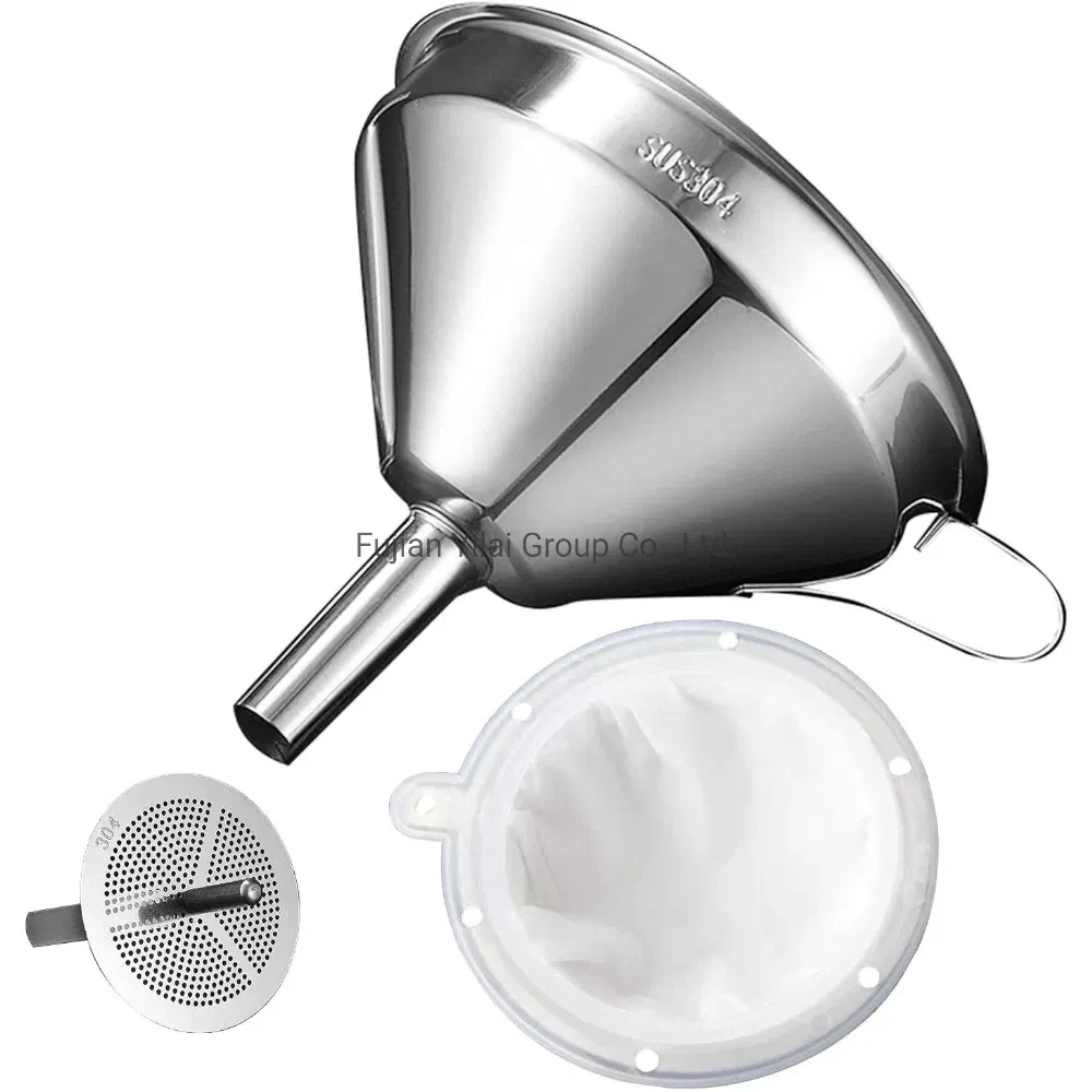 

304 stainless steel funnel and milk traditional Chinese medicine oil white wine boiled water 200 300 400 450 mesh nylon filter e
