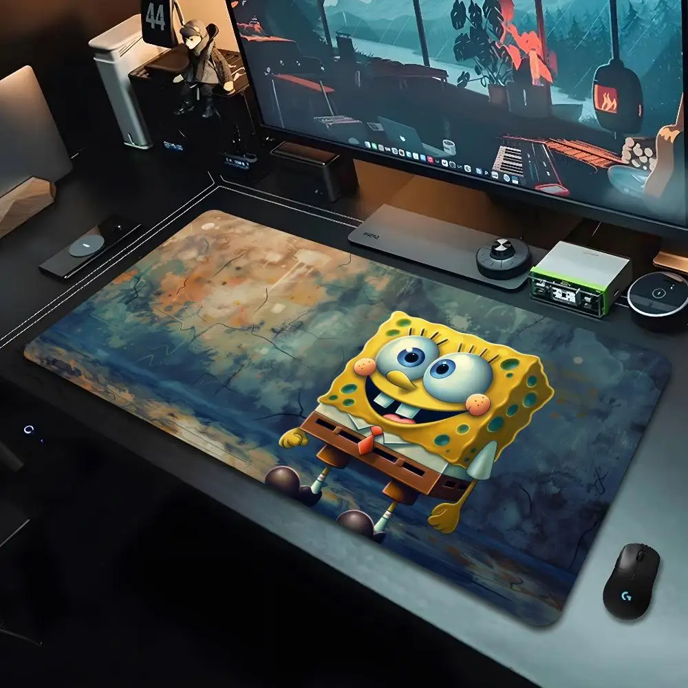 S-SpongeBobs Squares P-Pants  Mouse Pad Cartoon Lockedge Large Gaming Pad Computer Gamer Keyboard Mouse Mat Desk Mousepad for PC