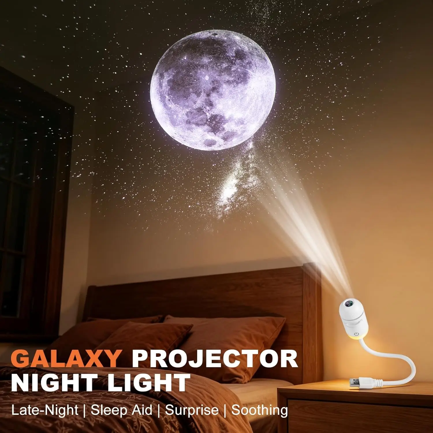 Galaxy Projector Night Light, Star Projector USB LED Starry Sky Ceiling Lamp Discs 360° Adjustable Planetarium for Room Home view 2