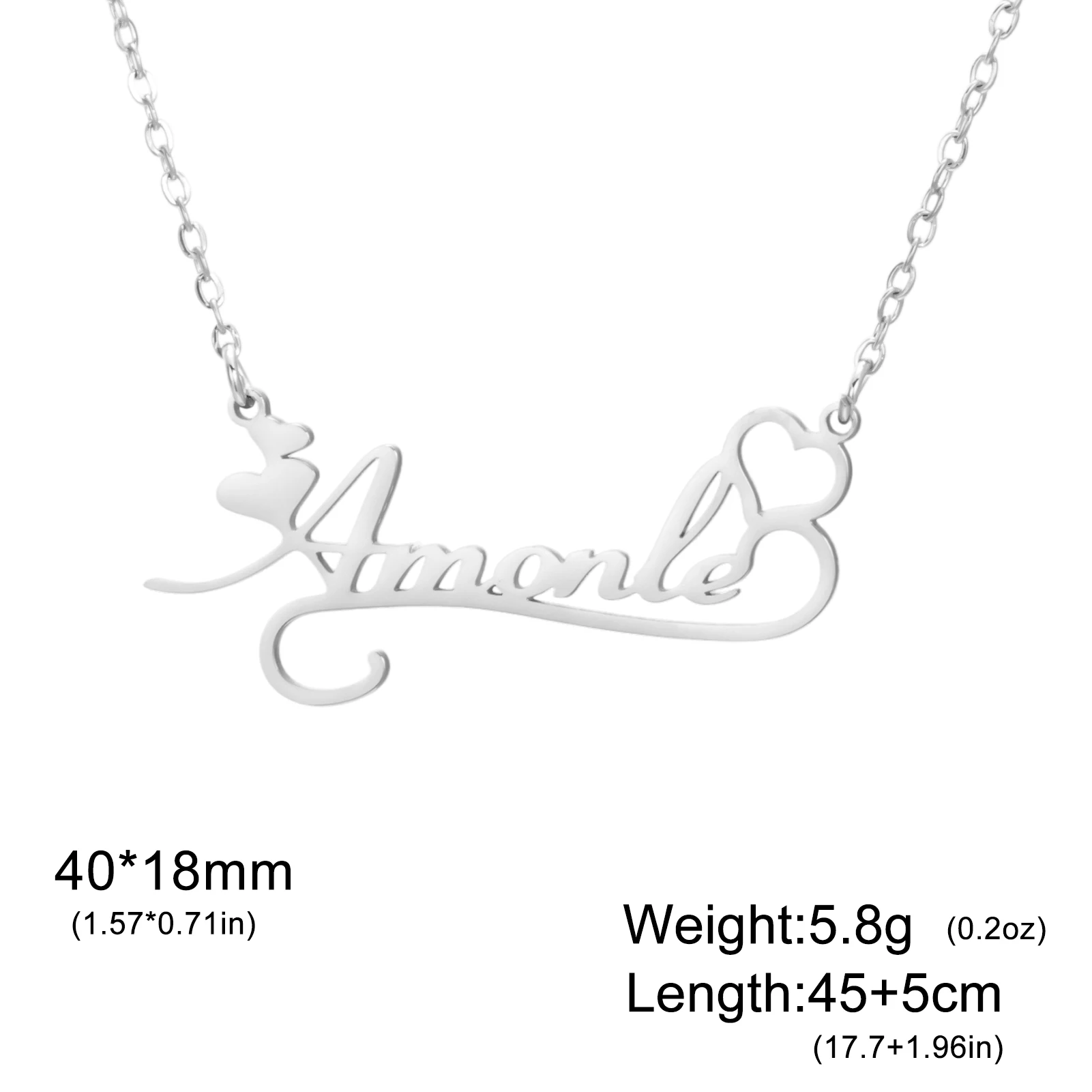 القلب مخصص قلادة اسم شخصية قلادة اسم هدية للنساء الرجال زوجين سلسلة مجوهرات من صلب لا يصدأ العبرية العربية #6