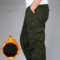 Men's Winter Cargo Pants Pure Cotton Fleece Warm Thick Camouflage Tactical Long Trousers Men Baggy Casual Cotton Pants