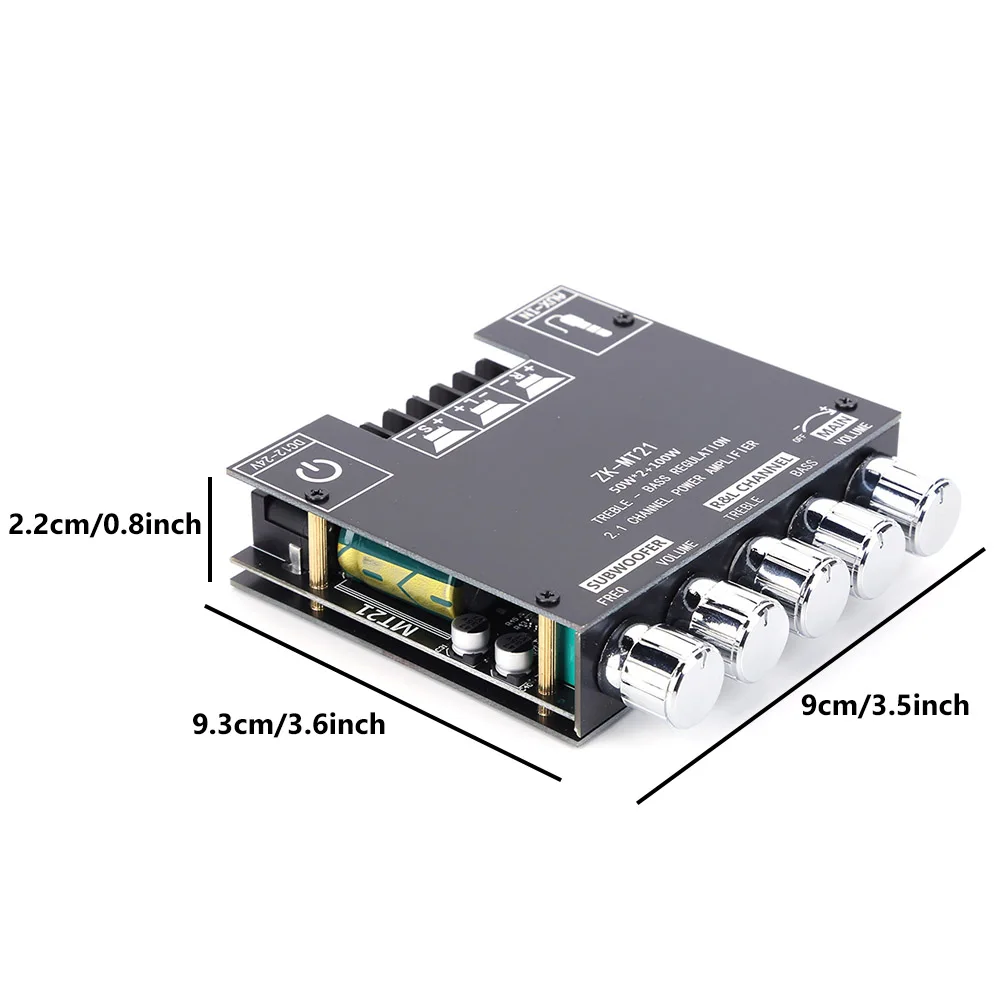 ZK-MT21 2x50 Вт + 100 Вт 2,1-канальный сабвуфер, плата цифрового усилителя мощности AUX 12/24 В, аудио стерео Bluetooth 5,0, басовый усилитель для дома